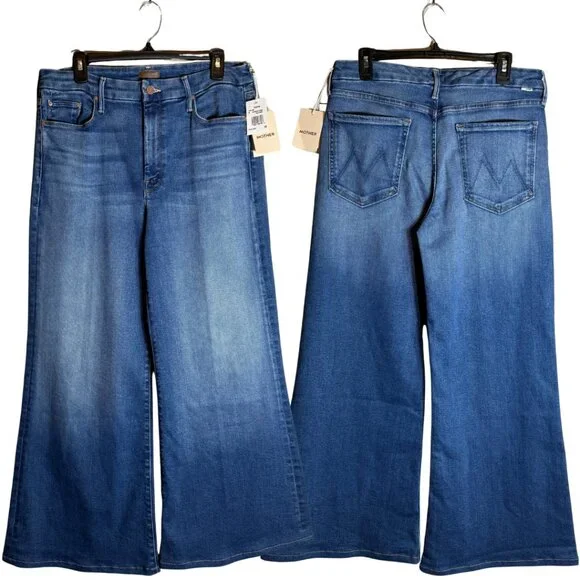 Mother The Roller Fray Wide Leg Denim Jeans Women's 32 Work Hard Play Hard NWT
